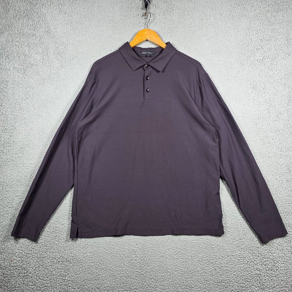 Robert Barakett Polo Longsleeve  Mens Size XL Plum Performance Slim Fit Rugby
